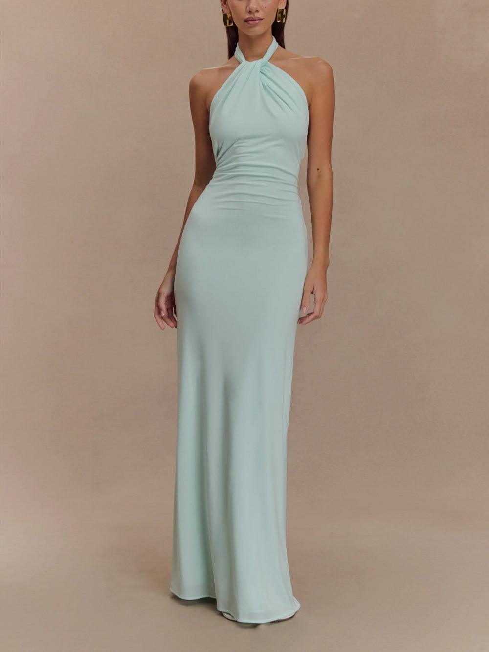 Vestido Maxi Halter Slinky en Marrón