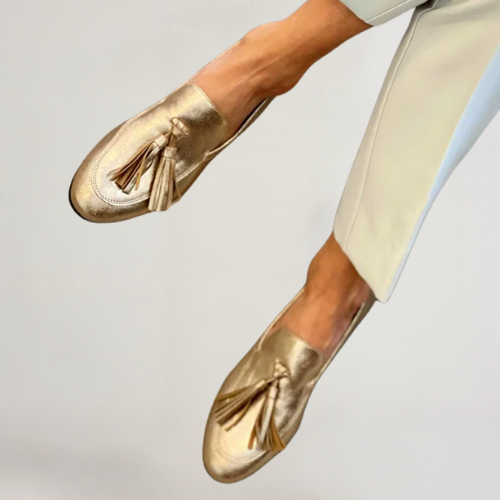 Mocasines Dorados Elegantes para Mujeres