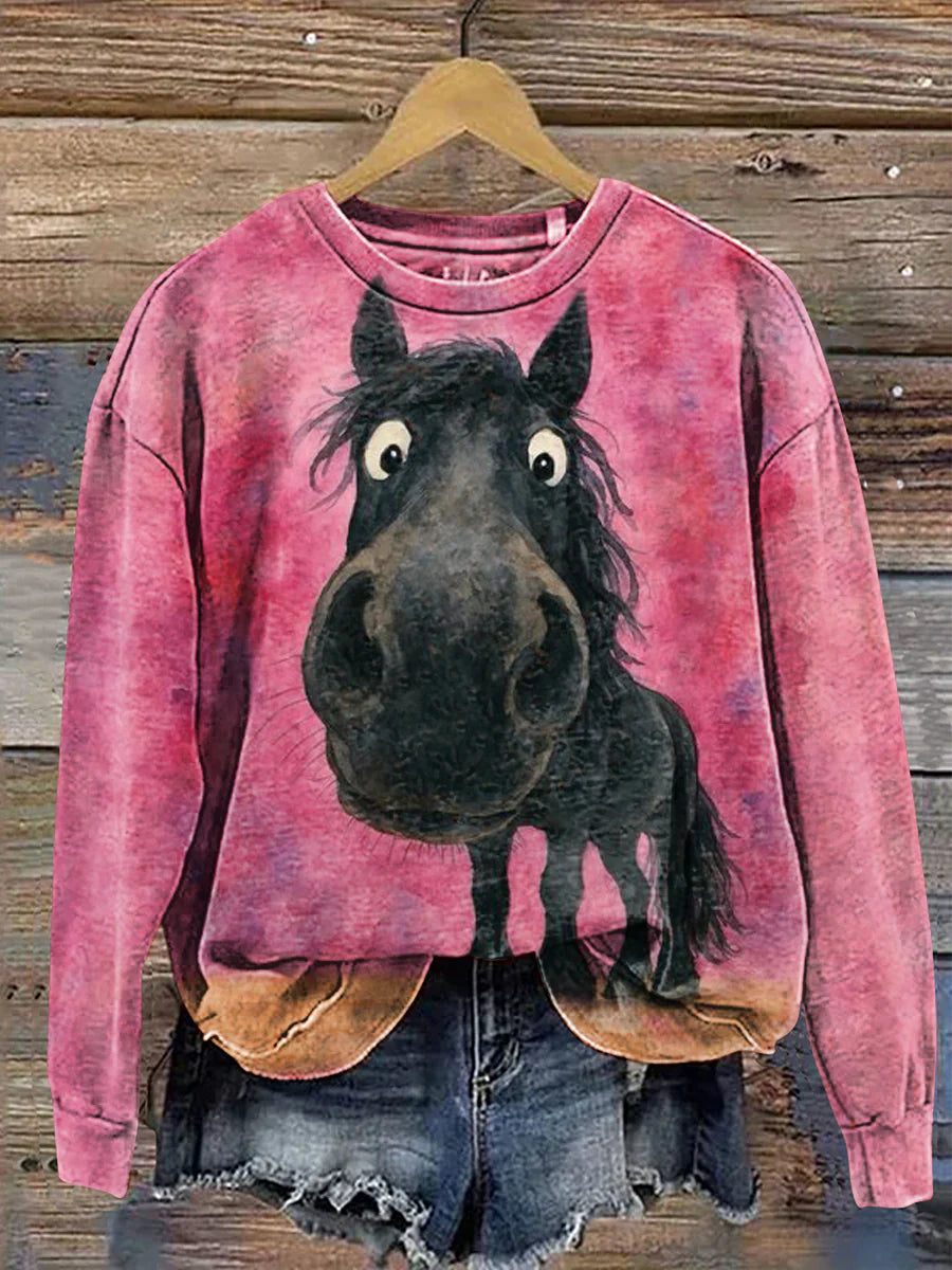 Lucía – Divertida Sudadera Casual de Algodón Negra para Mujeres