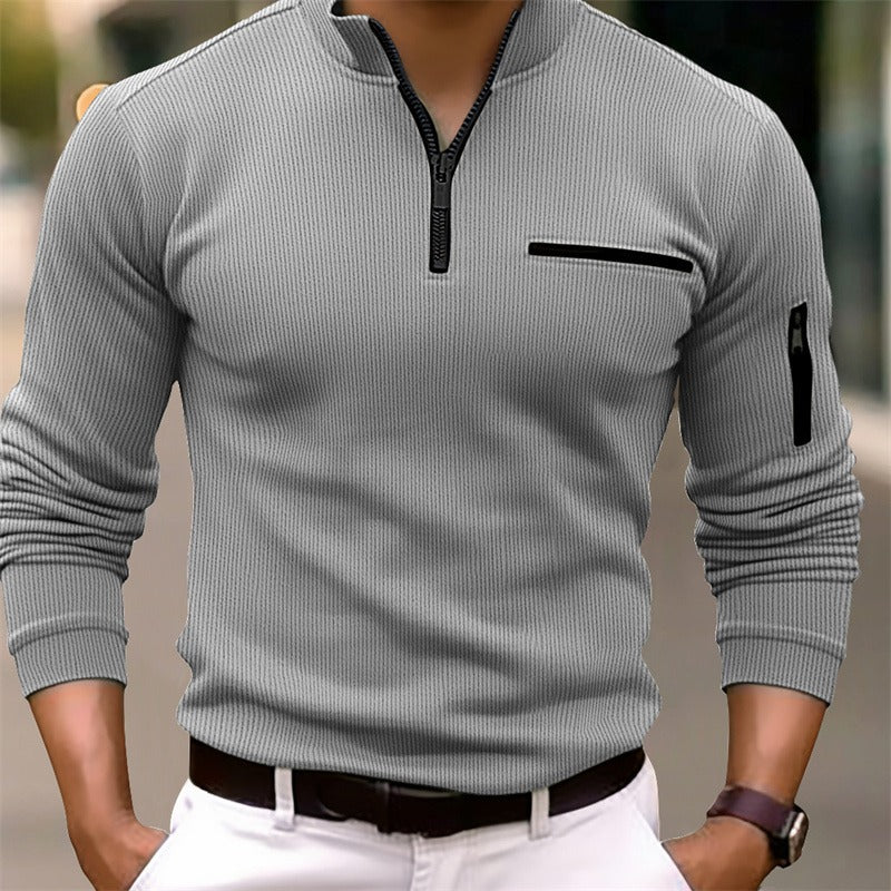 Camiseta de manga larga para hombre con cremallera – Moderna, masculina y elegante