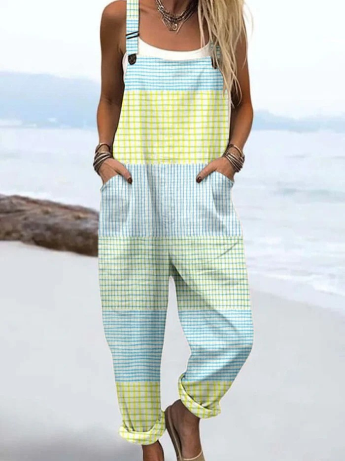 Mono Vintage de Pierna Ancha con Estampado Geométrico