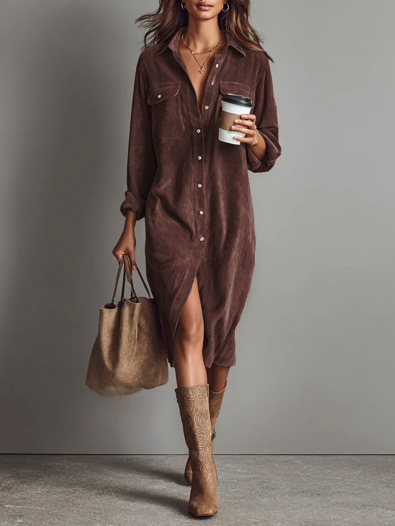 Teresa – Vestido midi de pana con encanto clásico
