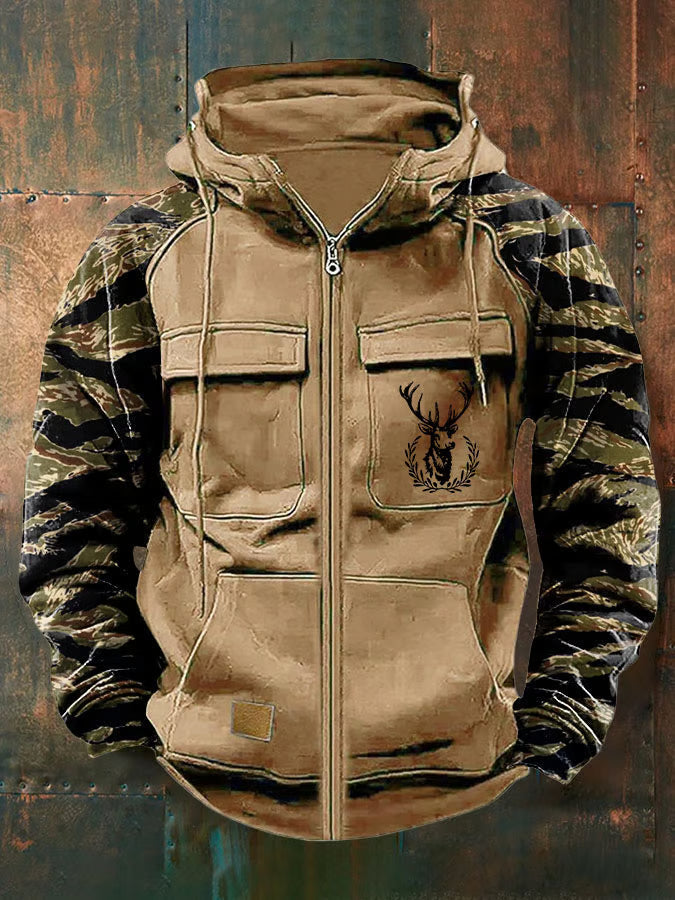 Jernard - Sudadera con Capucha y Cremallera Multi Bolsillos