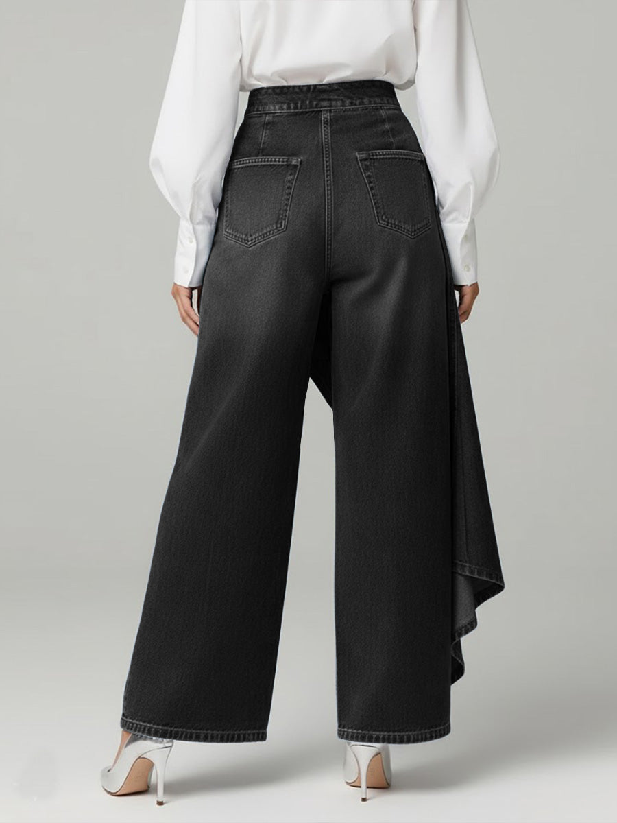 Jeans de Mujer de Cintura Alta, Corte Relajado y Pierna Ancha
