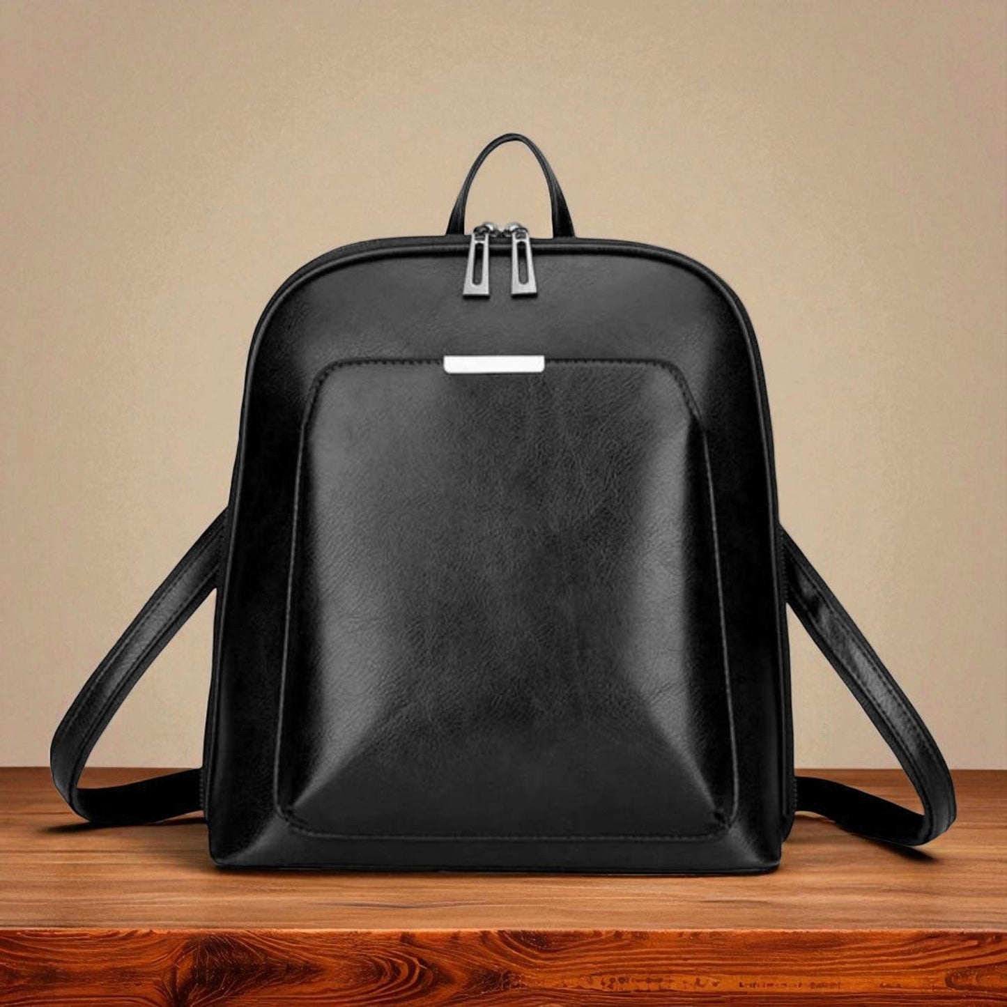 Elegante mochila clásica de doble cremallera
