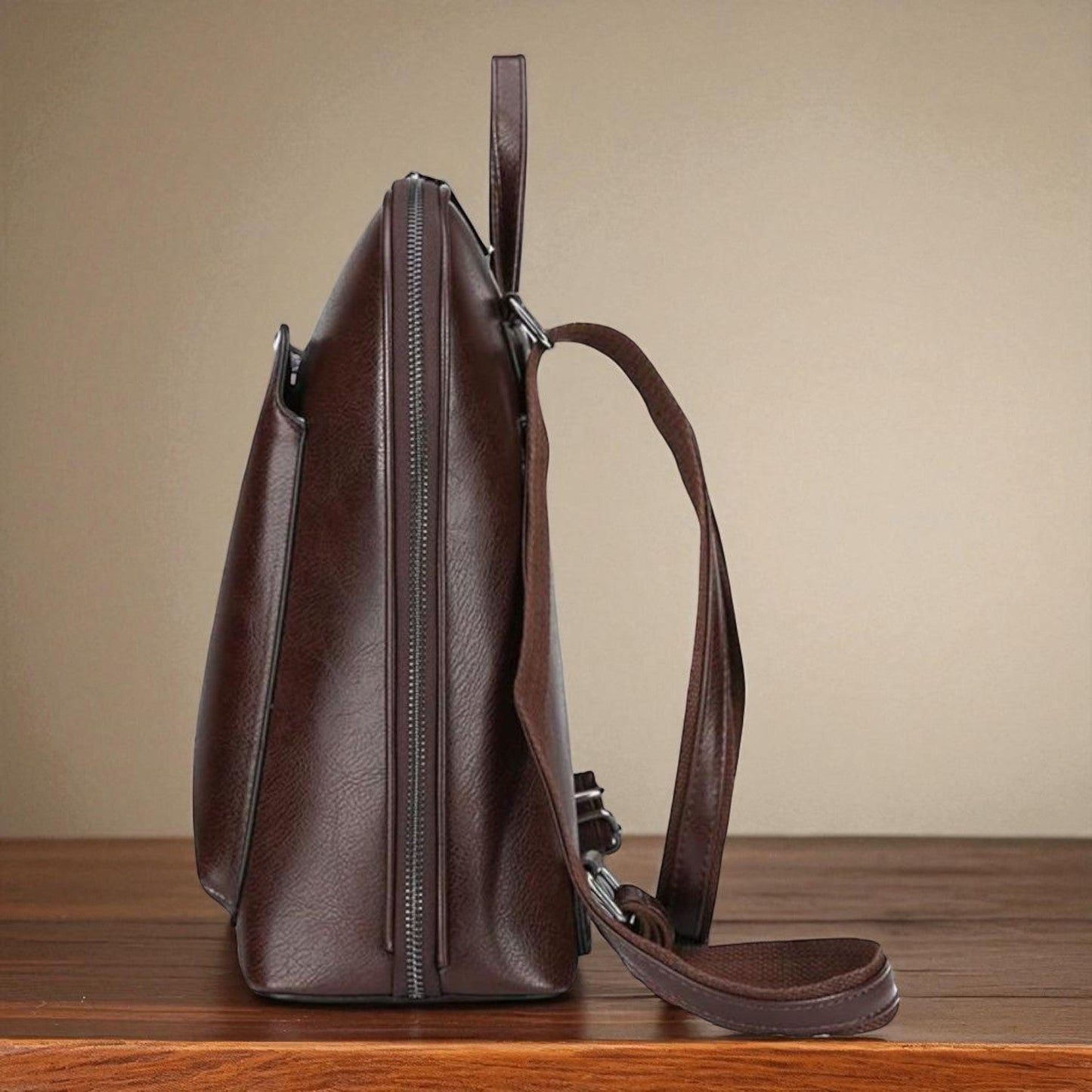 Elegante mochila clásica de doble cremallera
