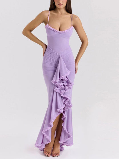 Maxi vestido de malla sin mangas