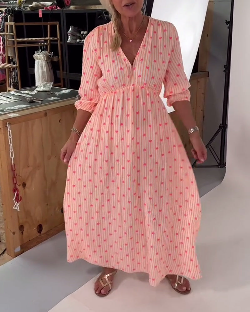 AVA Vestido V con Estampado de Corazones