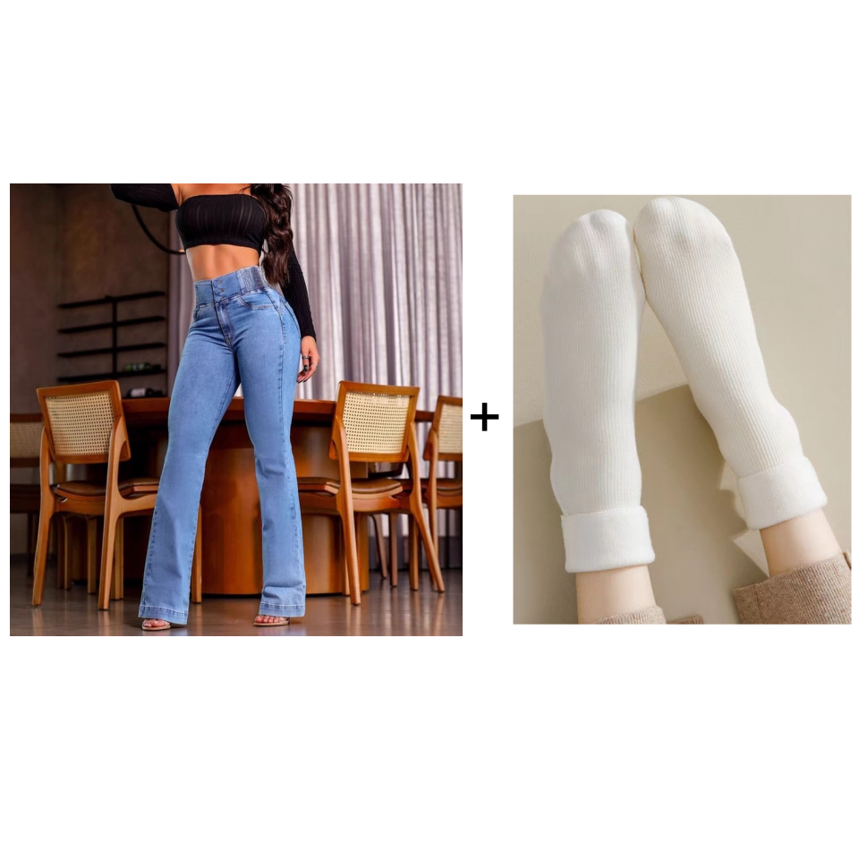 Jeans de campana elásticos de cintura alta
