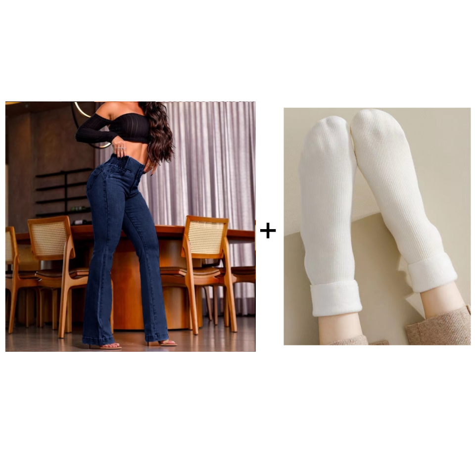Jeans de campana elásticos de cintura alta