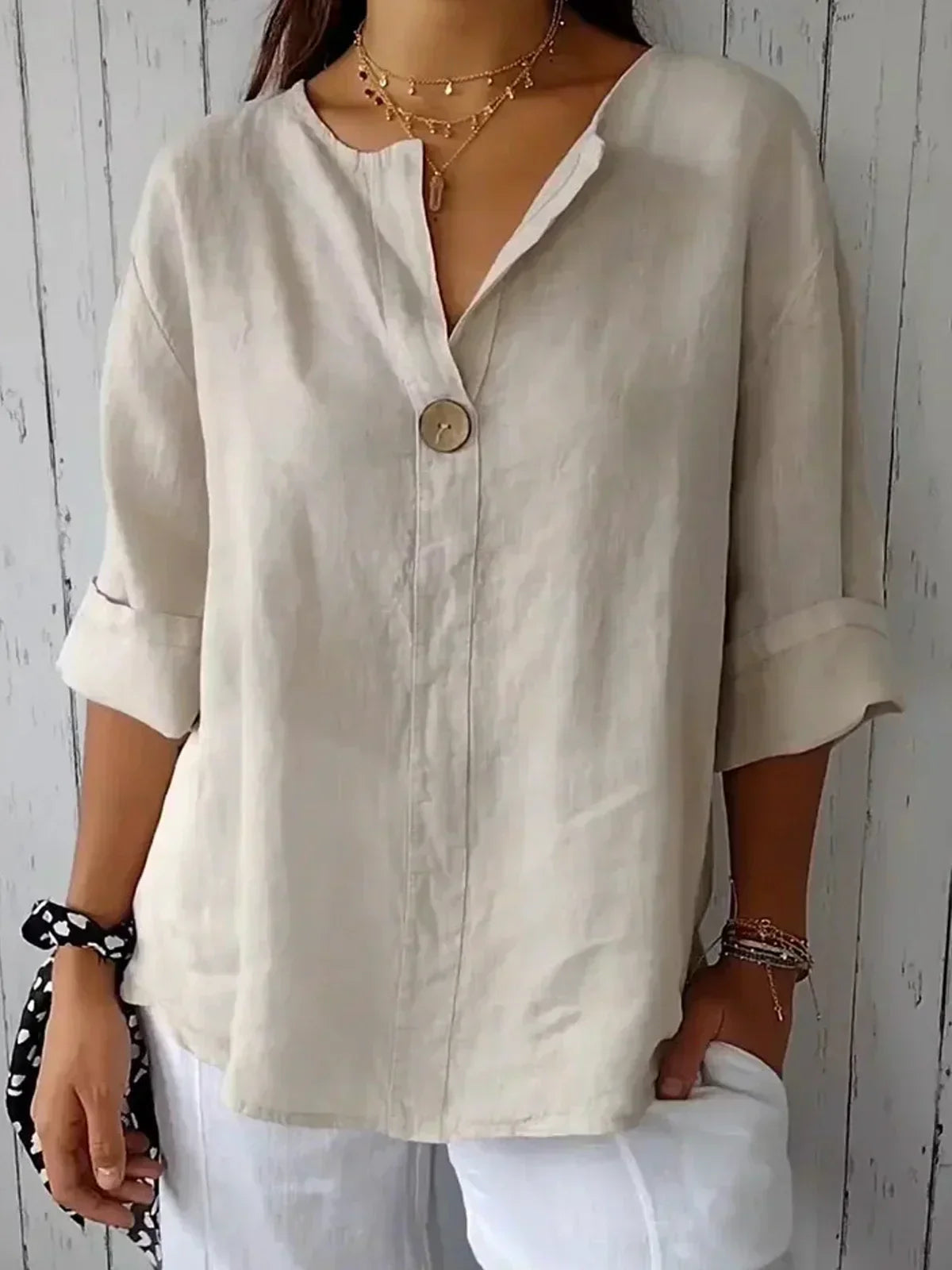 Blusa Casual Elegante con Escote en V