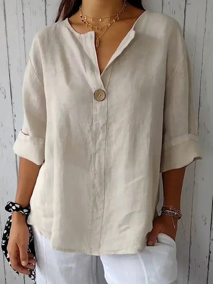 Blusa Casual Elegante con Escote en V