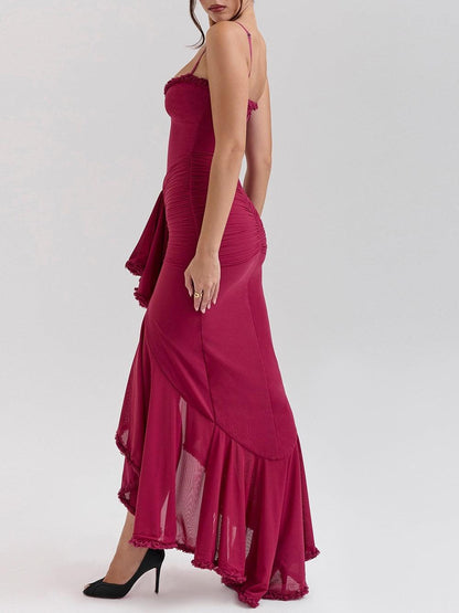 Maxi vestido de malla sin mangas