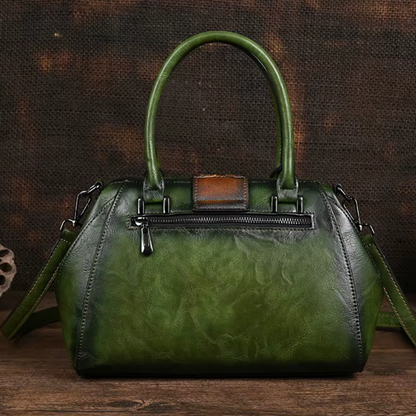 Bolso de cuero con grabado floral