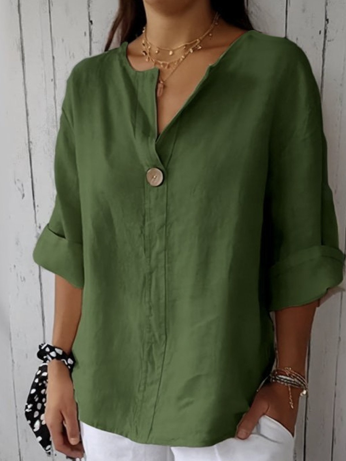Blusa Casual Elegante con Escote en V