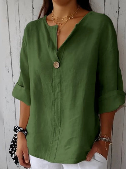Blusa Casual Elegante con Escote en V