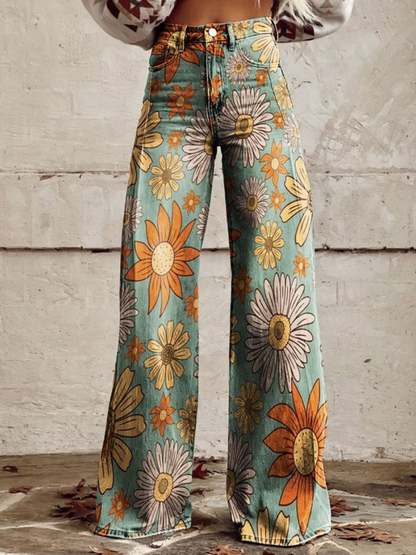 Pantalón palazzo de flores