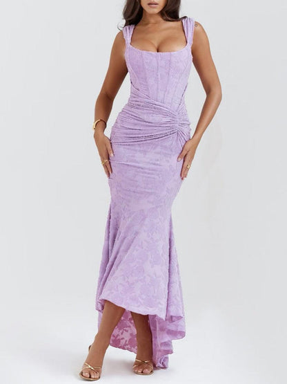 Maxi vestido floral en azul campanilla