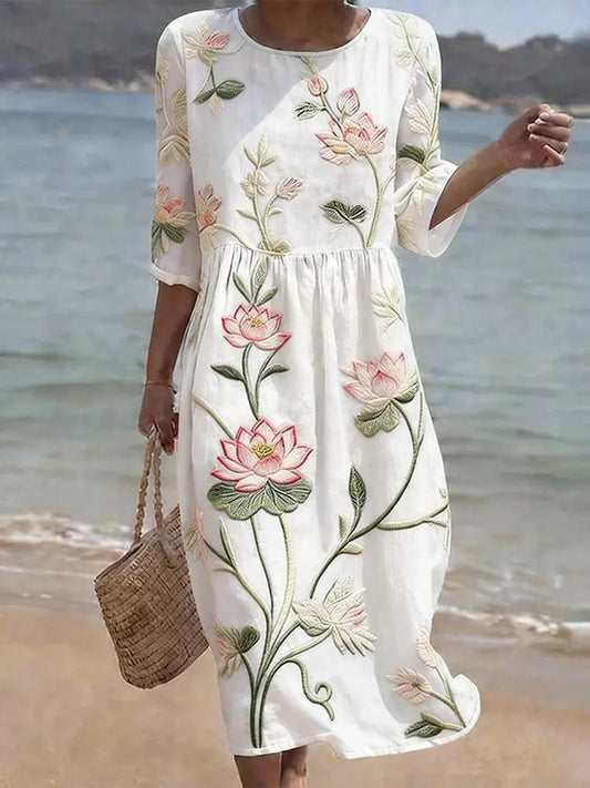 Kayla | Vestido estampado de plantas y flores