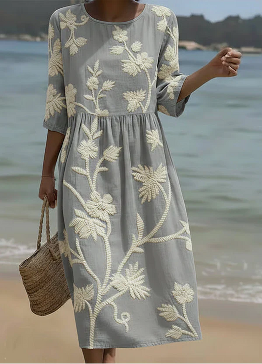 Ashley | Vestido midi con estampado de plantas y flores