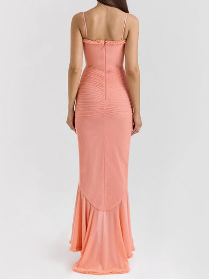 Maxi vestido de malla sin mangas