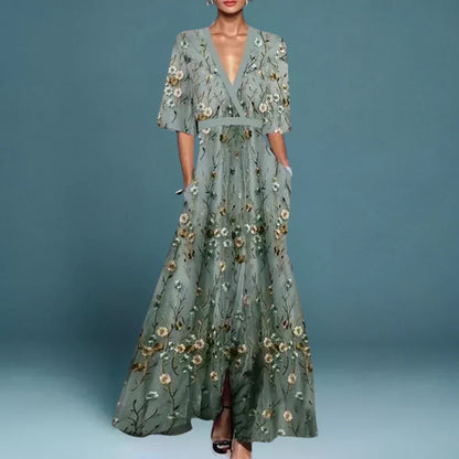 Hazel - Elegante vestido cruzado floral