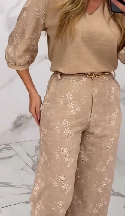 Daniela – Conjunto bordado de textura refinada