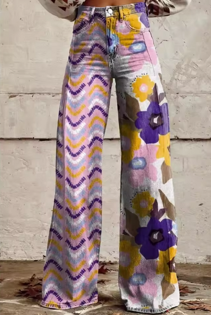Pantalones bohemios con estampado floral
