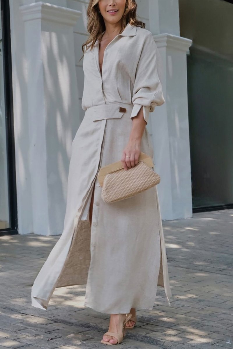Adriana | Vestido Maxi de Algodón y Lino