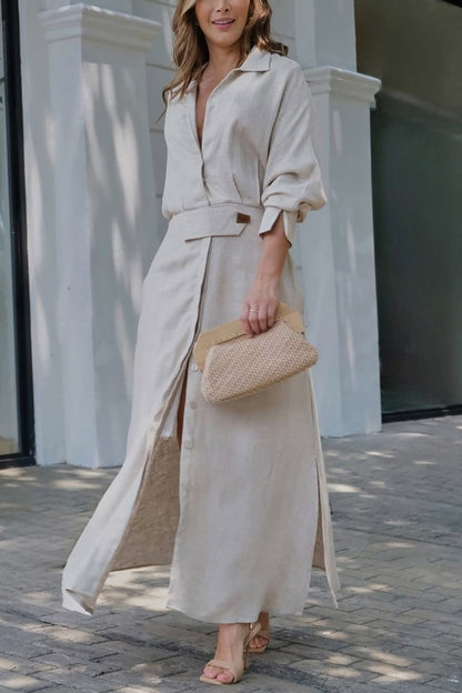 Adriana | Vestido Maxi de Algodón y Lino