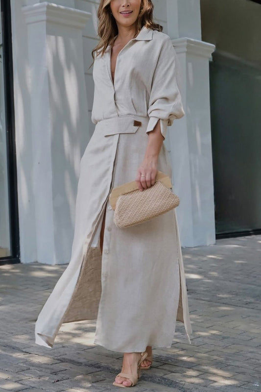 Adriana | Vestido Maxi de Algodón y Lino