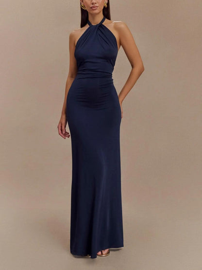 Vestido Maxi Halter Slinky en Marrón