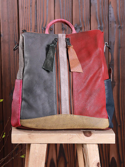 Gabriela | Mochila de Cuero Multicolor con Cremallera
