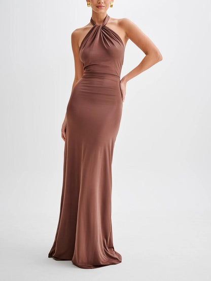 Vestido Maxi Halter Slinky en Azul Marino