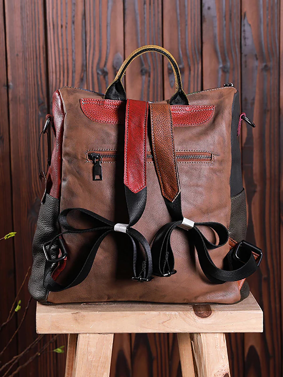 Gabriela | Mochila de Cuero Multicolor con Cremallera