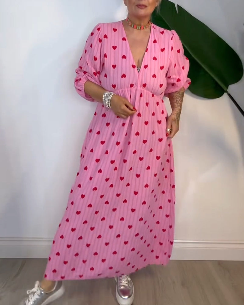 AVA Vestido V con Estampado de Corazones