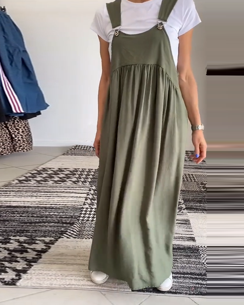 Vestido Sólido Casual con Tirantes Elegantes