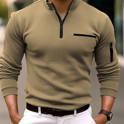 Camiseta de manga larga para hombre con cremallera – Moderna, masculina y elegante
