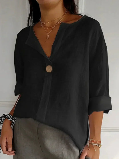 Blusa Casual Elegante con Escote en V