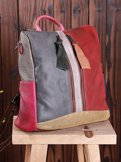 Gabriela | Mochila de Cuero Multicolor con Cremallera