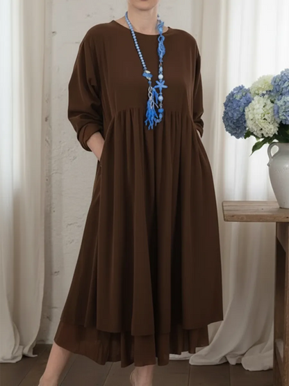 Lucía – Vestido Midi de Doble Capa con Corte Suelto