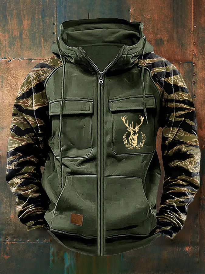 Jernard - Sudadera con Capucha y Cremallera Multi Bolsillos
