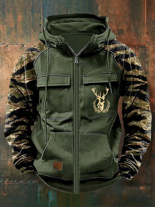 Jernard - Sudadera con Capucha y Cremallera Multi Bolsillos