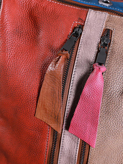 Gabriela | Mochila de Cuero Multicolor con Cremallera