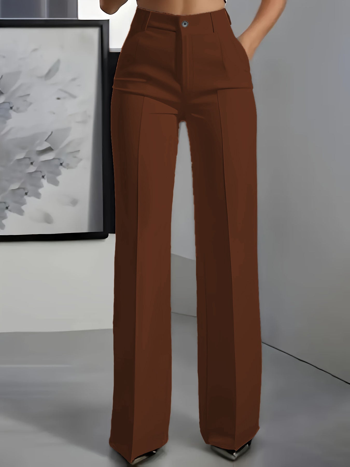 Pantalones de mujer de talle alto y cintura elástica