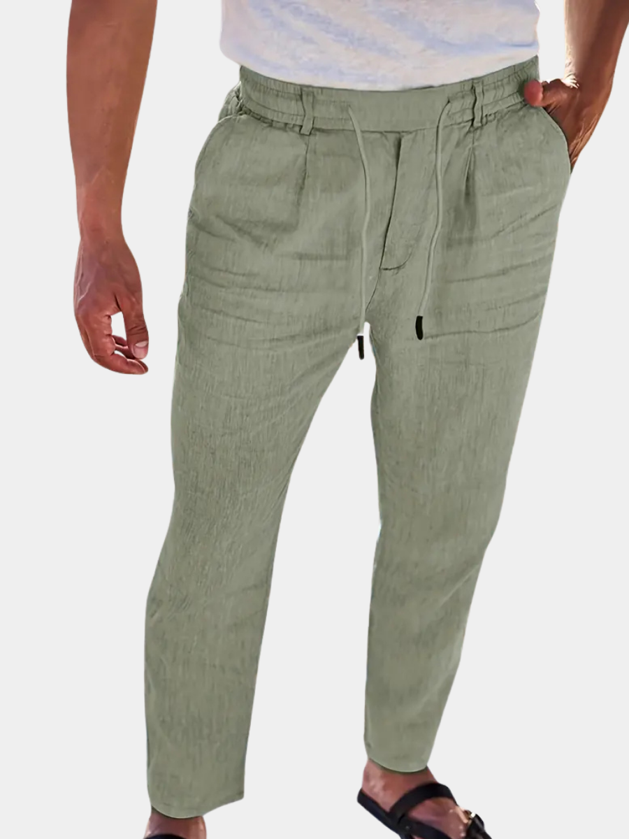 NICHOLS | PANTALONES LARGOS DE LINO CON CORDÓN
