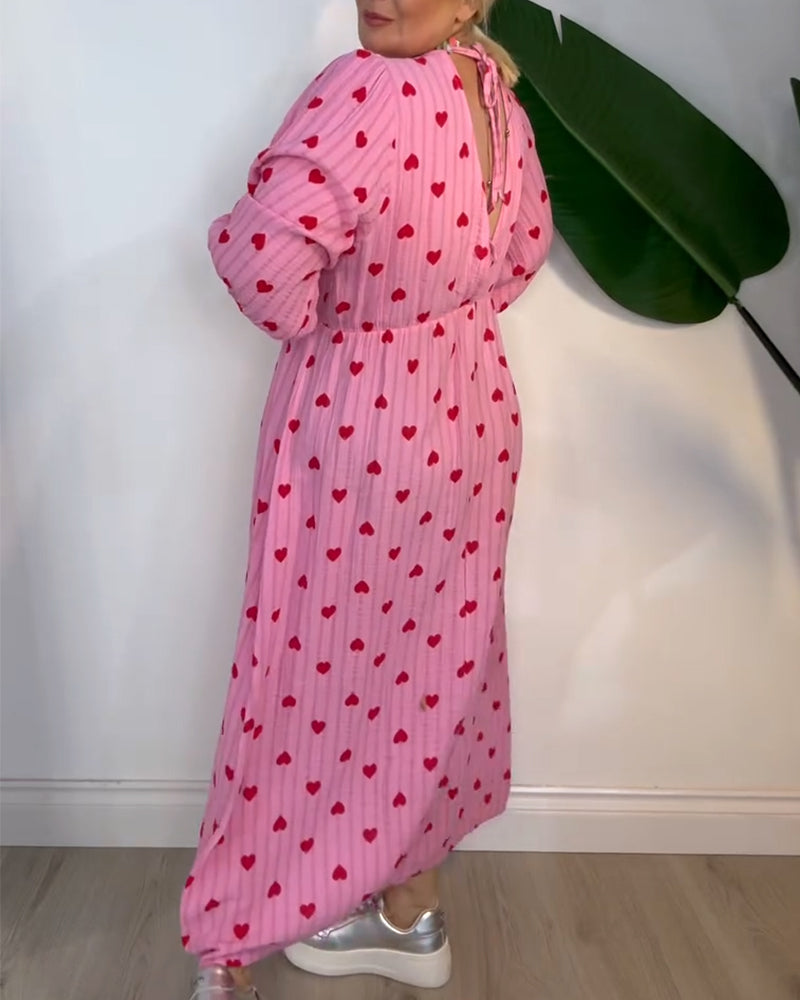 AVA Vestido V con Estampado de Corazones