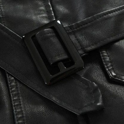 Rafael – Chaqueta de Cuero Biker Elegante y Larga