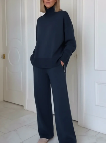 Valeria – Conjunto Informal de Dos Piezas con Cuello Alto
