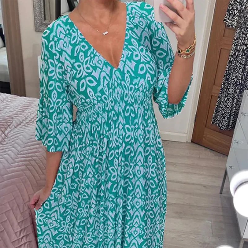 Maribel – Vestido largo vintage elegante, cómodo y favorecedor para mujeres